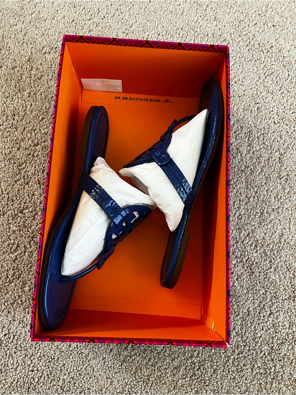 Tory Burch Bright Blue Patent Leather Miller Thong Sandals - Picture 9 of 10